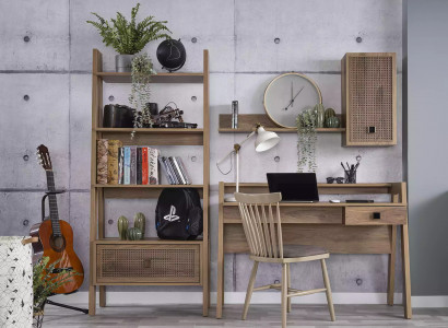 Children's desk desk bookshelf wood brown set of 3 shelves